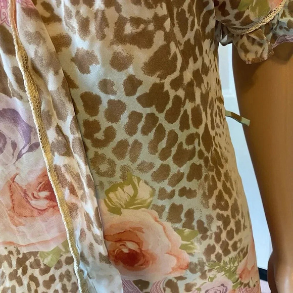 In Bloom by Jonquil Silky Robe Sz S Floral Print Ruffle Sleeve Fairy Cottagecore - Picture 7 of 9